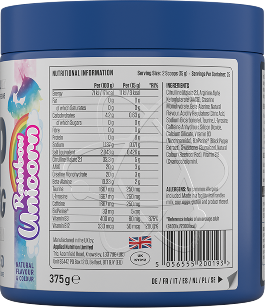 Applied Nutrition Pump 3G Pre-workout Rainbow Unicorn (375 g)