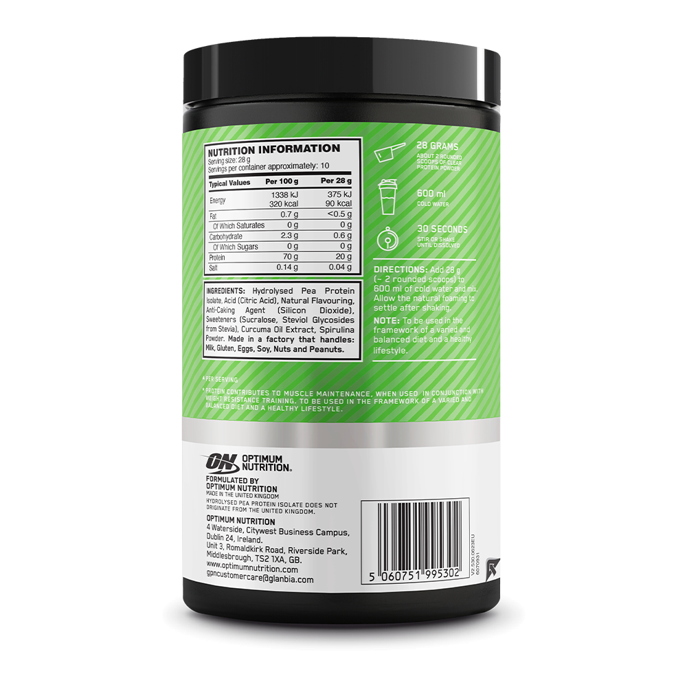Optimum Nutrition Clear Protein 100% Plant Protein Isolate Lime Sorbet (280 g)