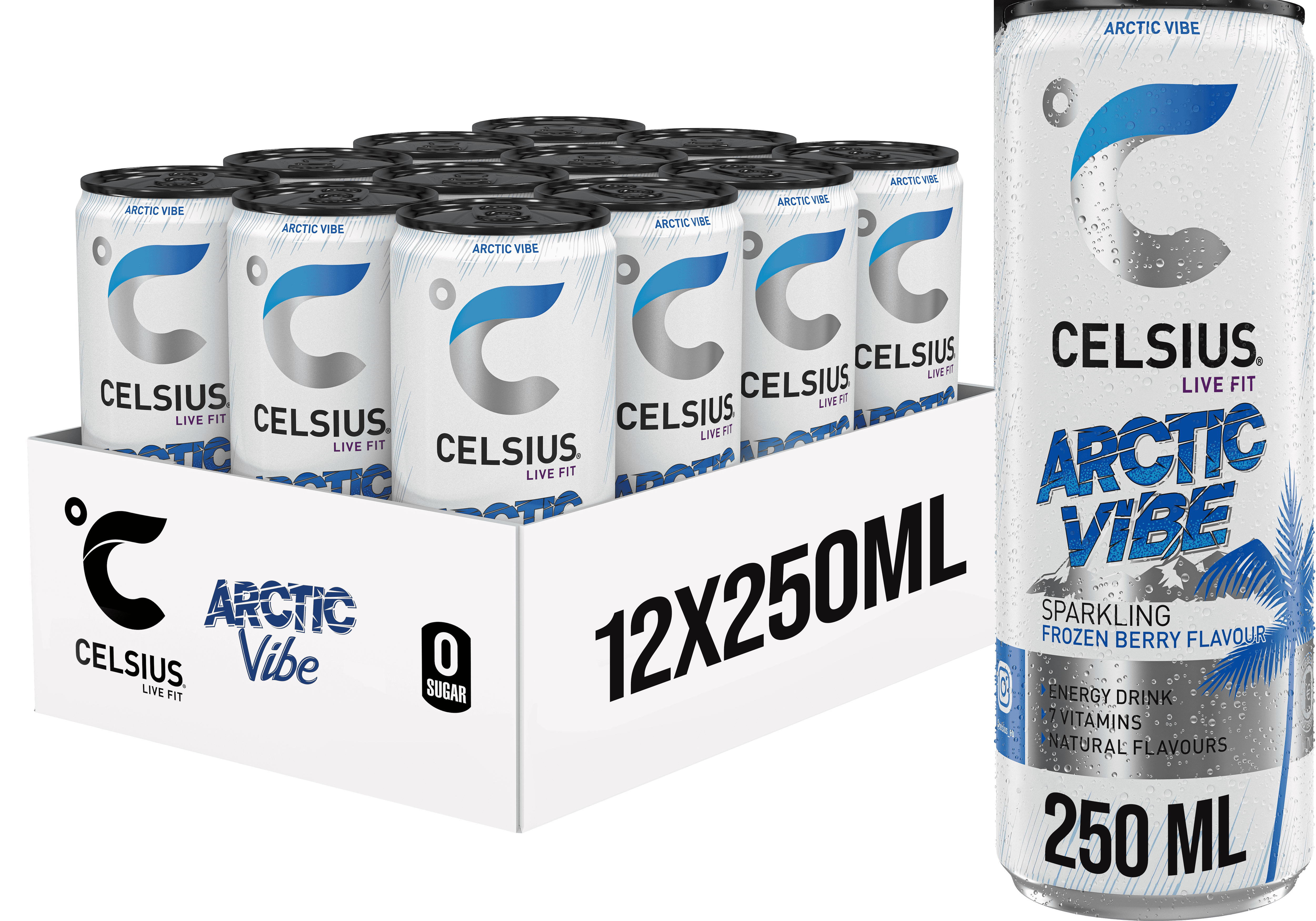 Celsius Sparkling Energy Drink - 12 x 250 ml - Artic Vibe