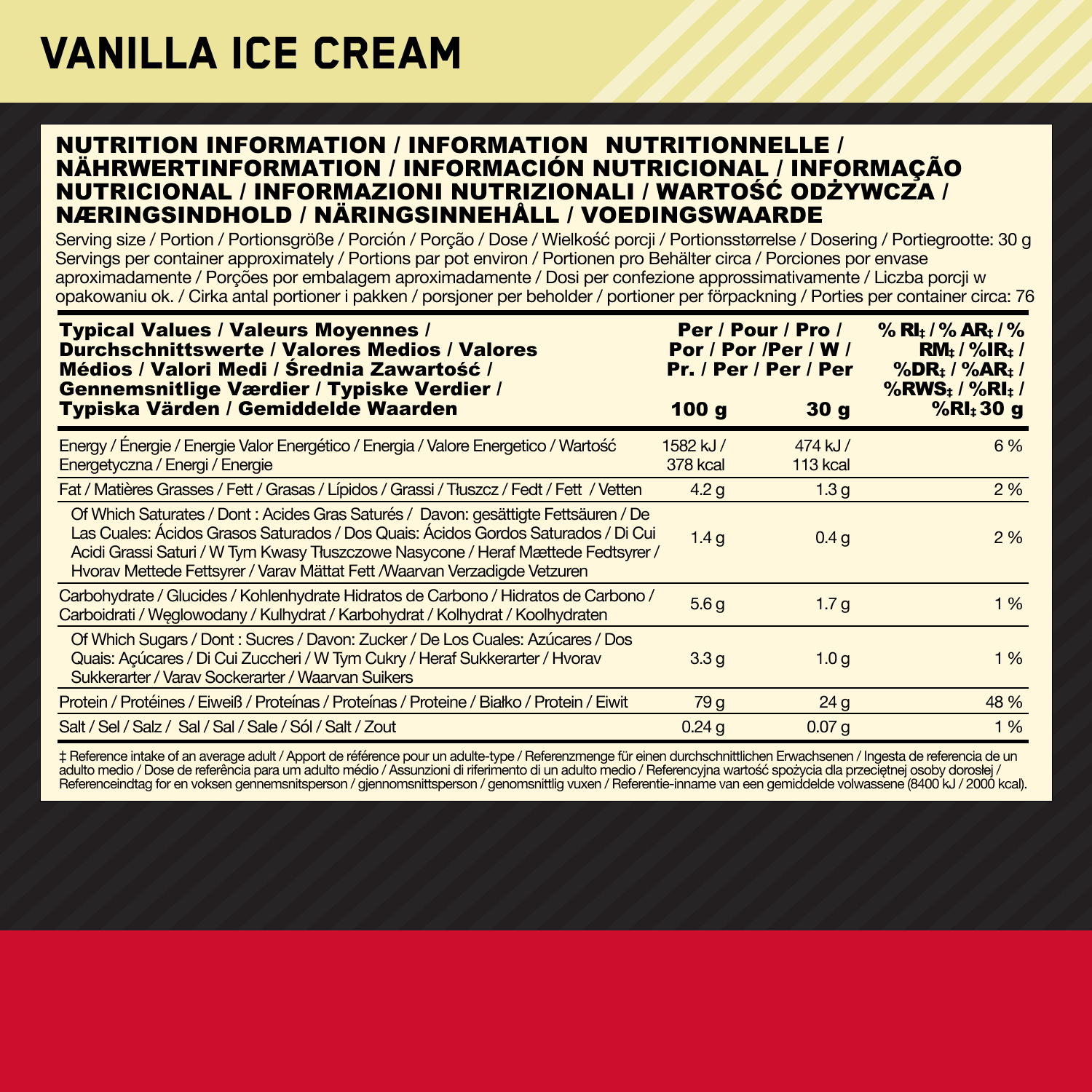 Optimum Nutrition Gold Standard 100% Whey Vanilla Ice Cream (2280 g)