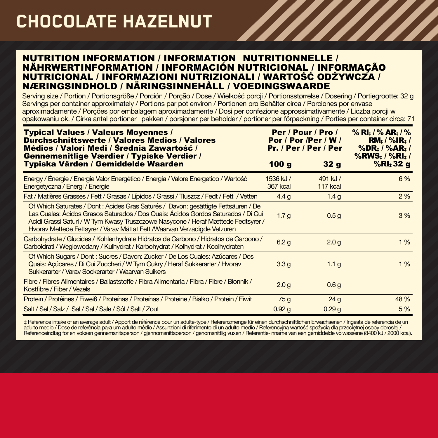 Optimum Nutrition Gold Standard 100% Whey Chocolate Hazelnut (2270 g)