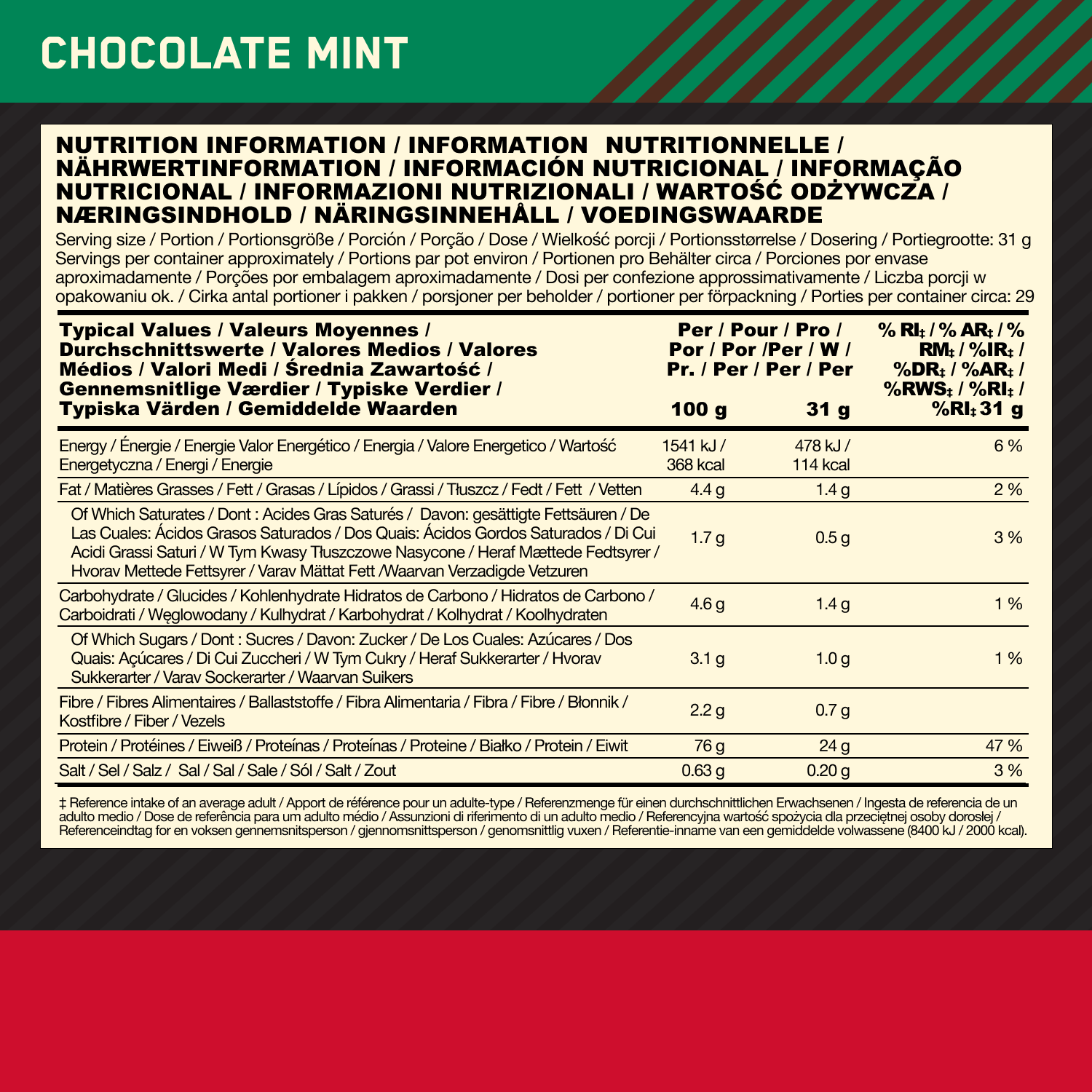 Optimum Nutrition Gold Standard 100% Whey Chocolate Mint (899 g)