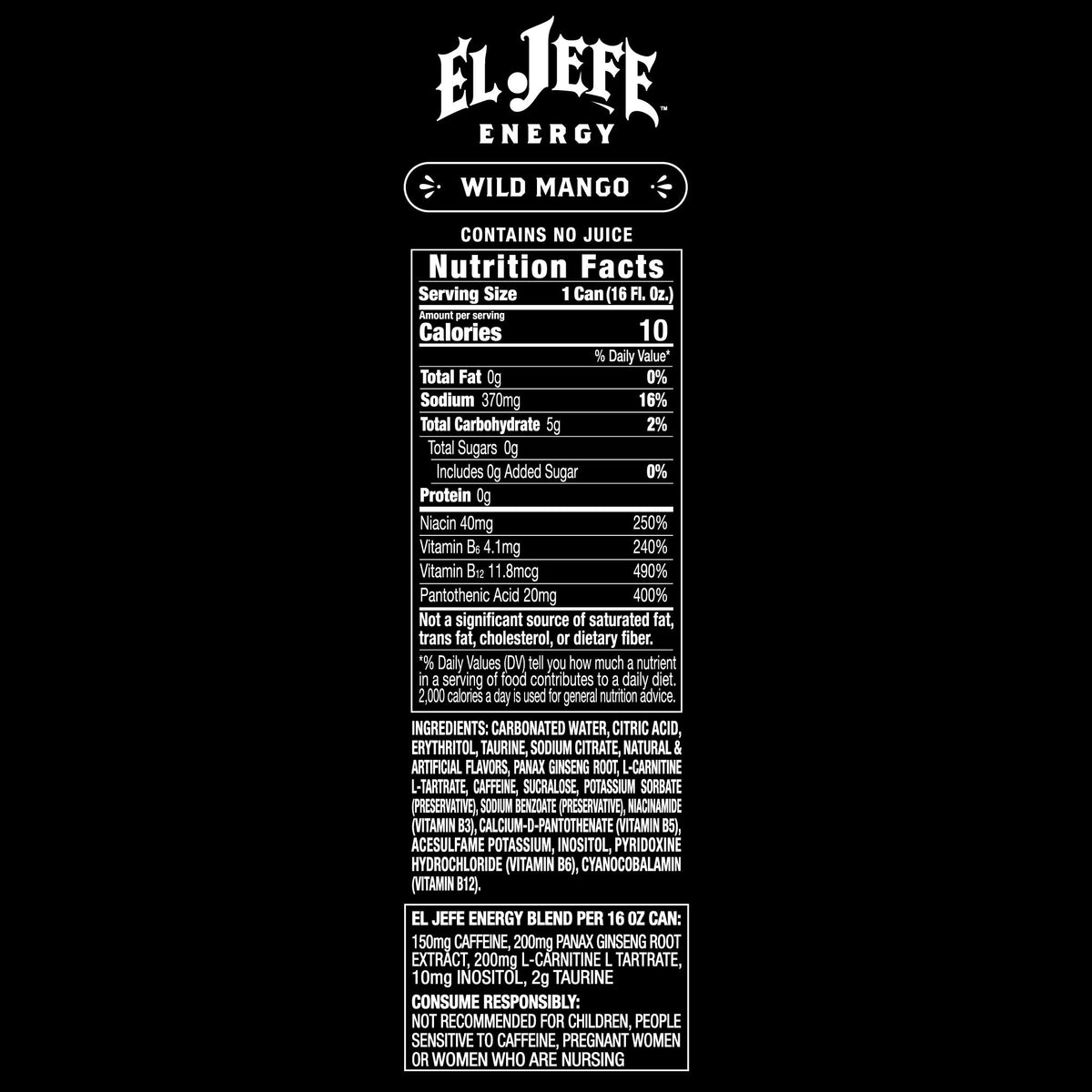 El Jefe Energy Wild Mango 12 x 473 ml
