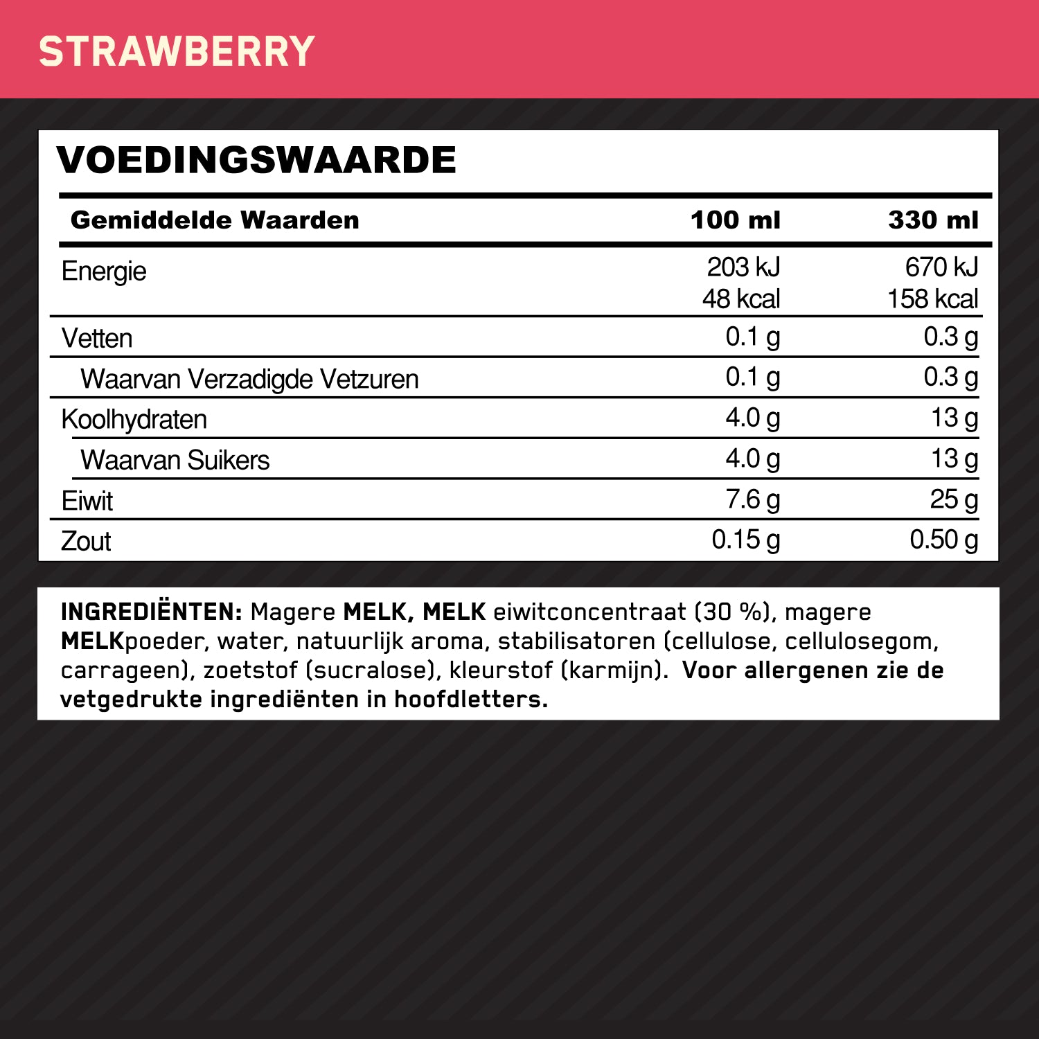 Optimum Nutrition High Protein Shake Strawberry (12 x 330 ml)