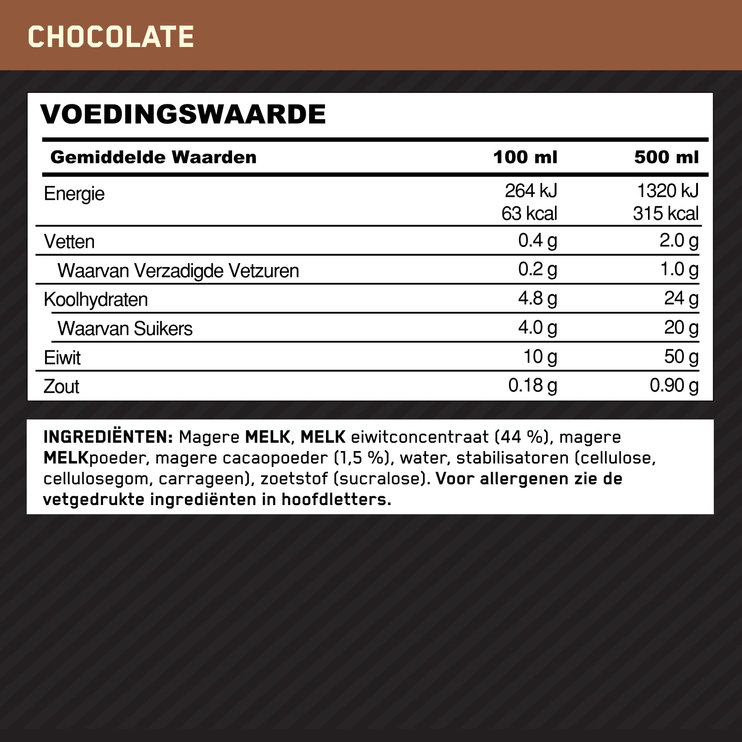Optimum Nutrition High Protein Shake Chocolate (12 x 500 ml)