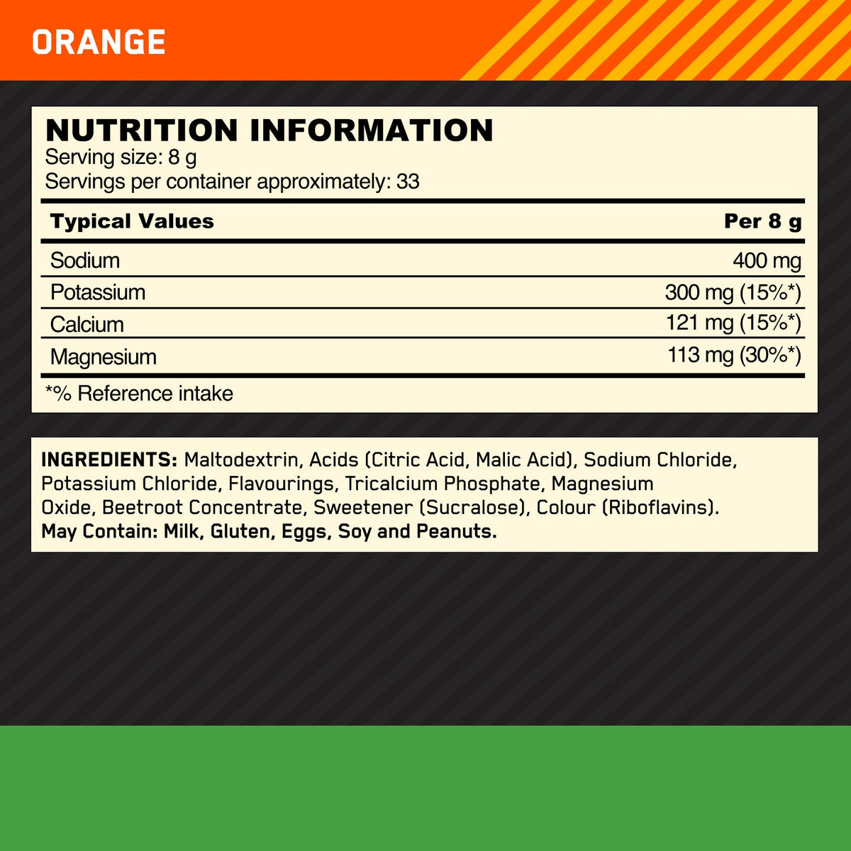 Optimum Nutrition Electrolyte Powder Orange - voedingswaarden