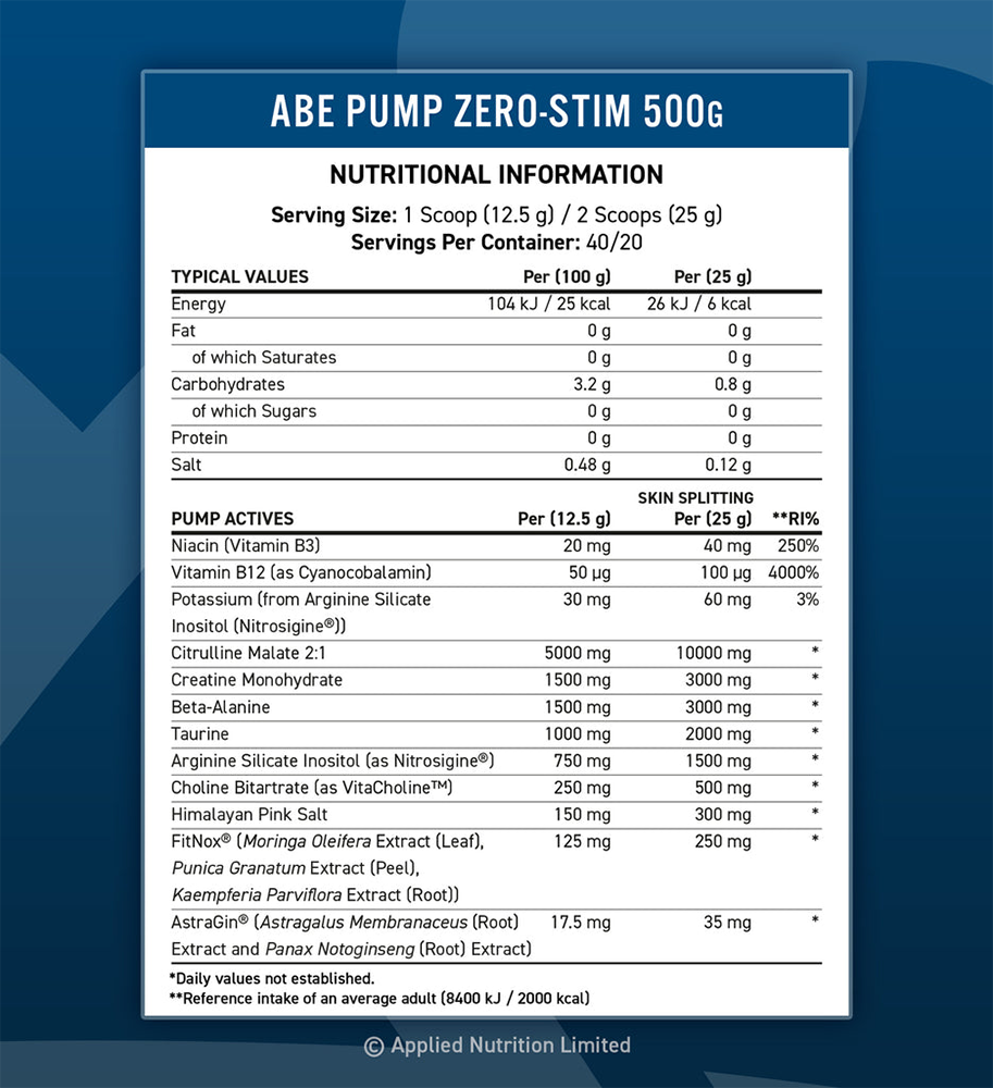 Applied Nutrition ABE Pump Blue Razz (500 g)