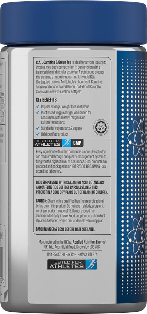 Applied Nutrition CLA, L-Carnitine & Green Tea (100 softgels)
