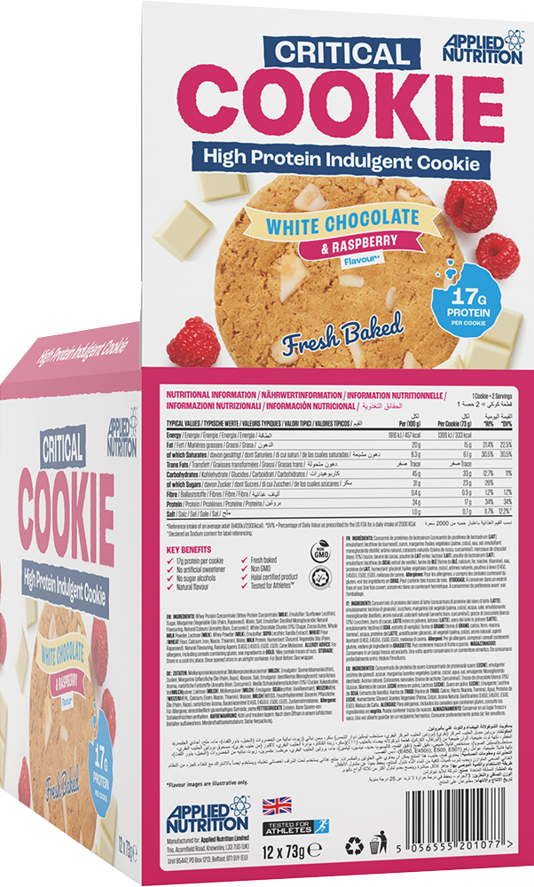 Applied Nutrition Critical Cookie White Chocolate & Raspberry (12 x 73 g)