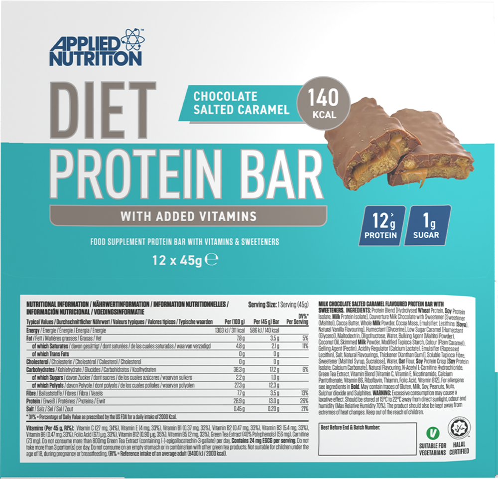 Applied Nutrition Diet Protein Bar Chocolate Salted Caramel (12 x 45 g)
