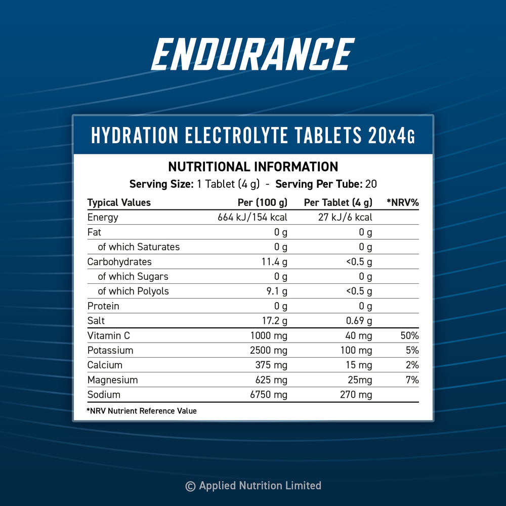 Applied Nutrition Endurance Hydration Electrolyte tabs Lemon & Lime (6 x 20 tabs)
