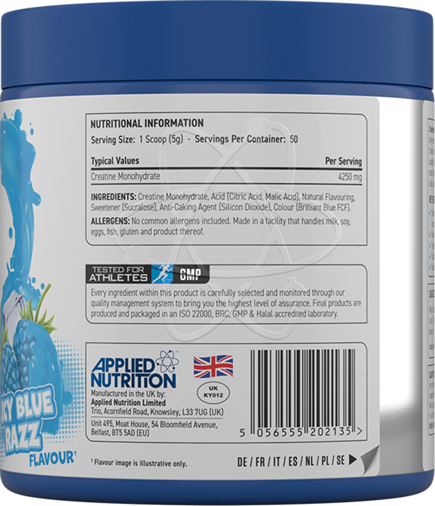 Applied Nutrition Flavoured Creatine Monohydrate Icy Blue Razz (250 g)