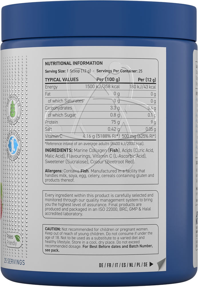 Applied Nutrition Marine Collagen Powder Strawberry Raspberry (300 g)