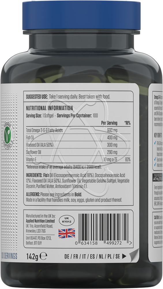 Applied Nutrition Tri-Omega 3-6-9 (100 softgels)