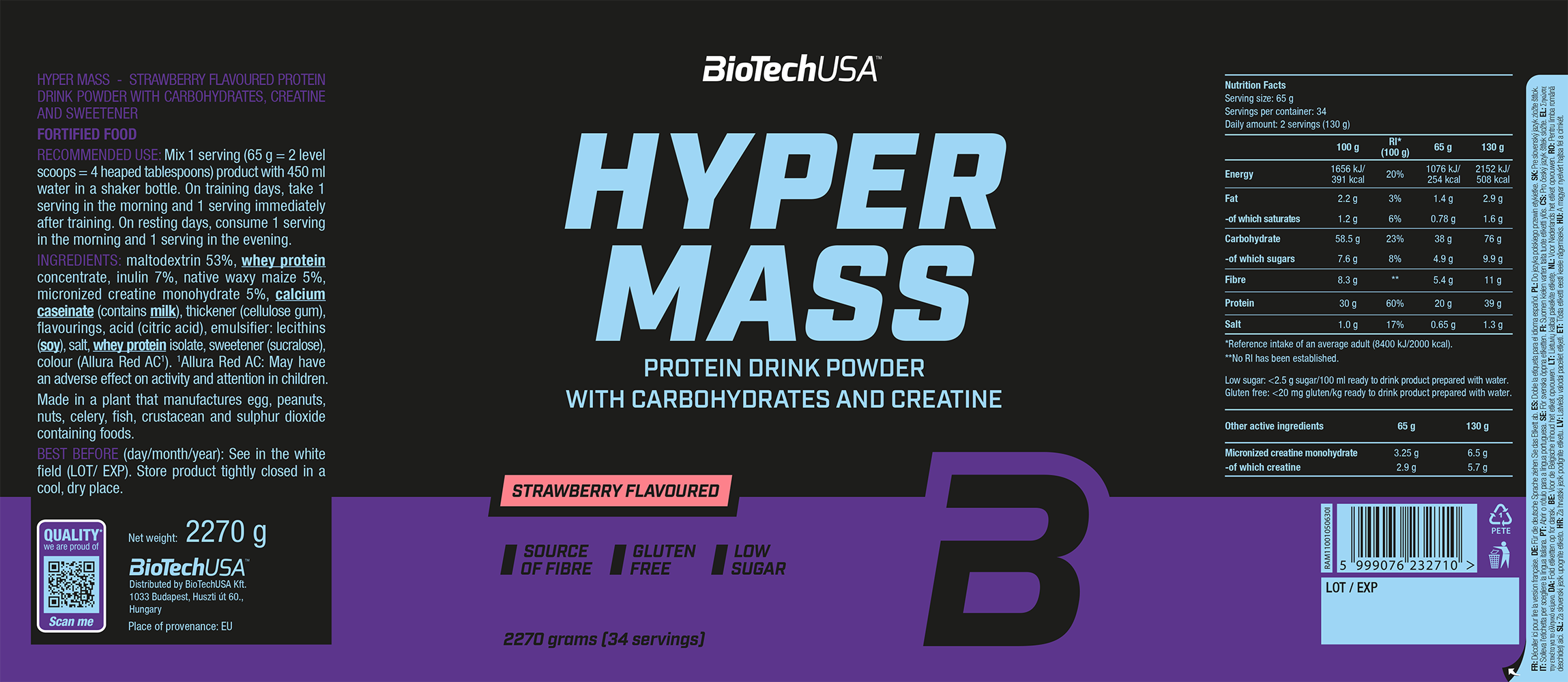 BiotechUSA Hyper Mass Strawberry (2270 g)