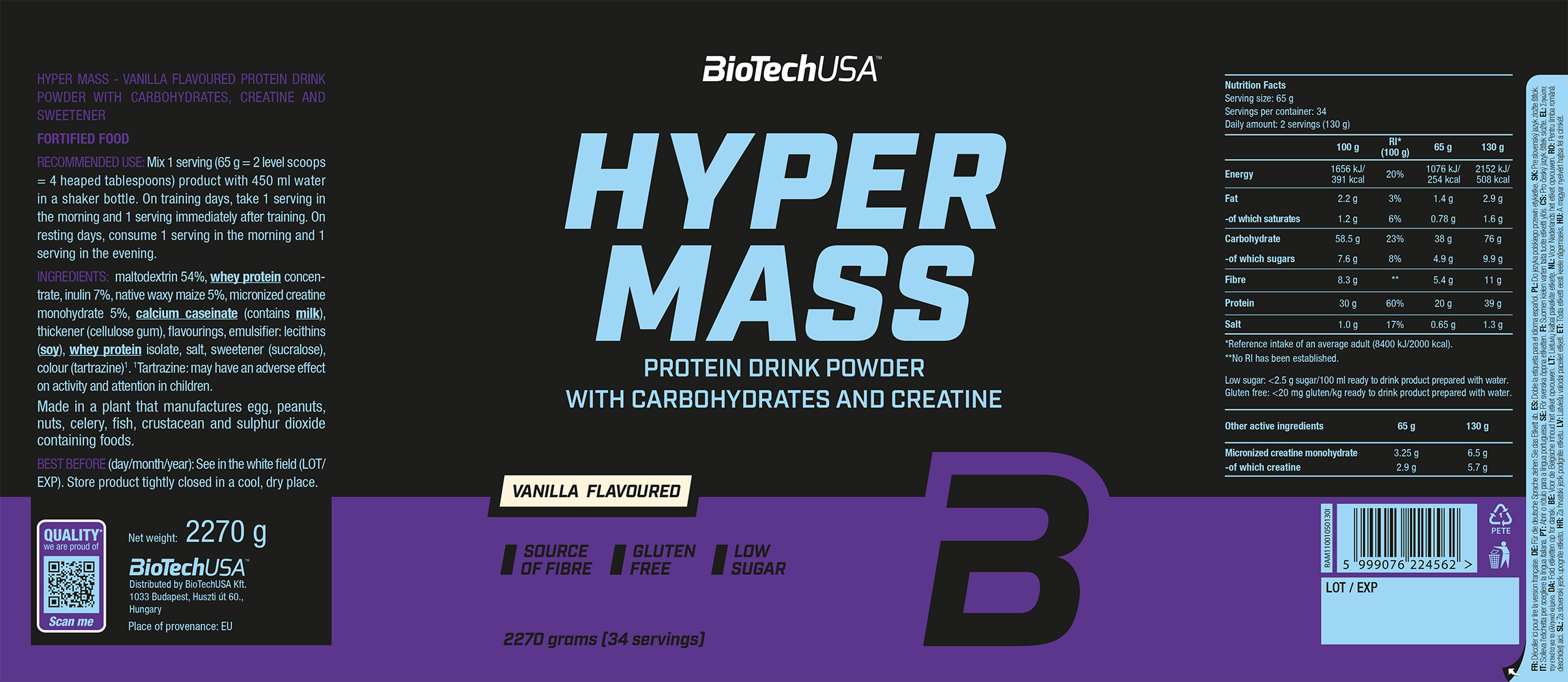 BiotechUSA Hyper Mass Vanilla (2270 g)