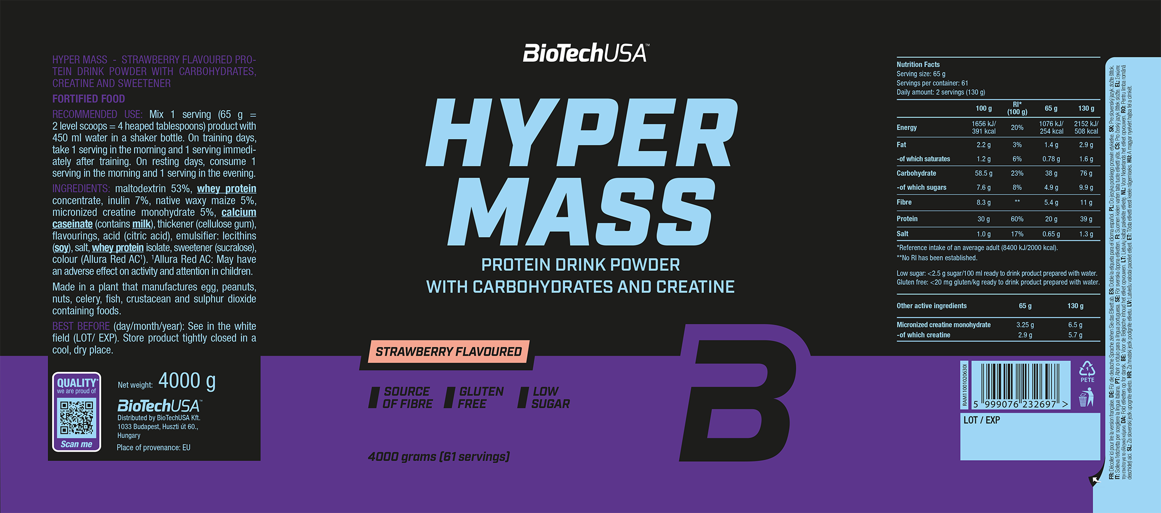 BiotechUSA Hyper Mass Strawberry (4000 g)