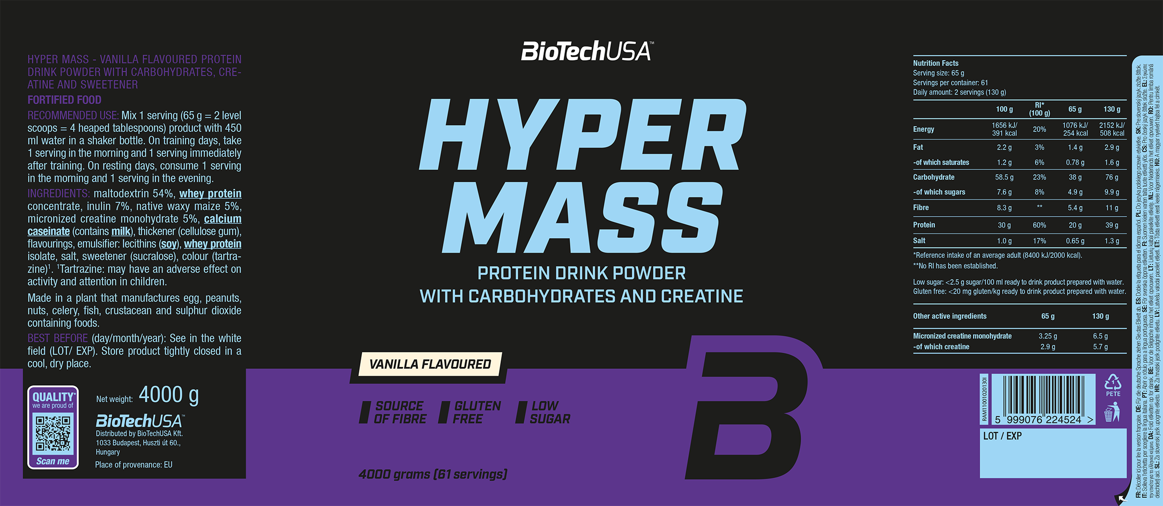 BiotechUSA Hyper Mass Vanilla (4000 g)