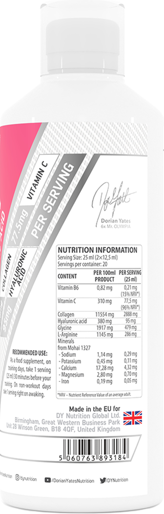 DY Nutrition Collagen + Vitamin C + Hyaluronic Acid Orange (500 ml)