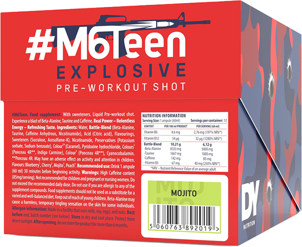 DY Nutrition M6Teen Pre-workout Shots Cherry (12 x 60 ml)
