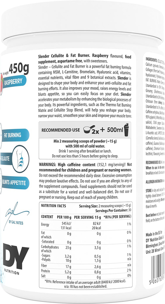 DY Nutrition Slender Cellulite & Fatburner Raspberry (250 g)