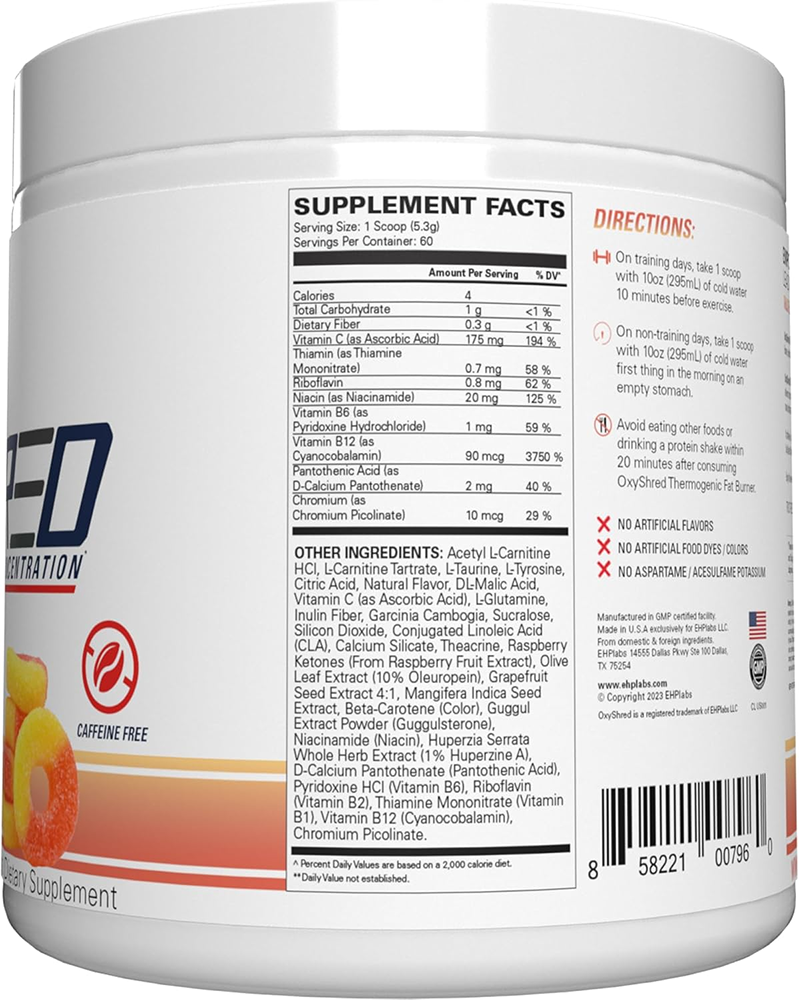 EHP Labs OxyShred Non-Stim Kiss My Peach (60 servings)