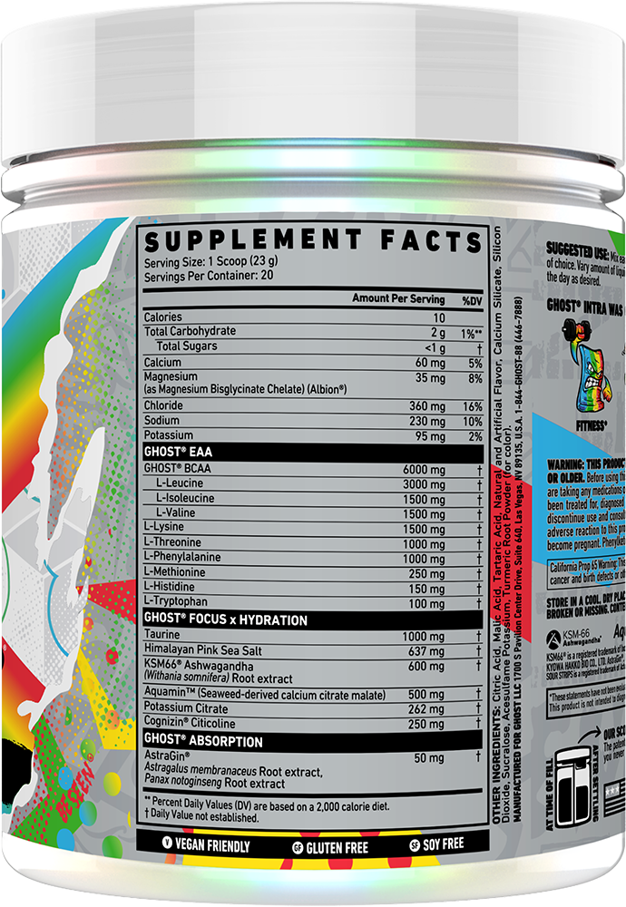 Ghost Intra Sour Strips Rainbow Candy (20 servings)