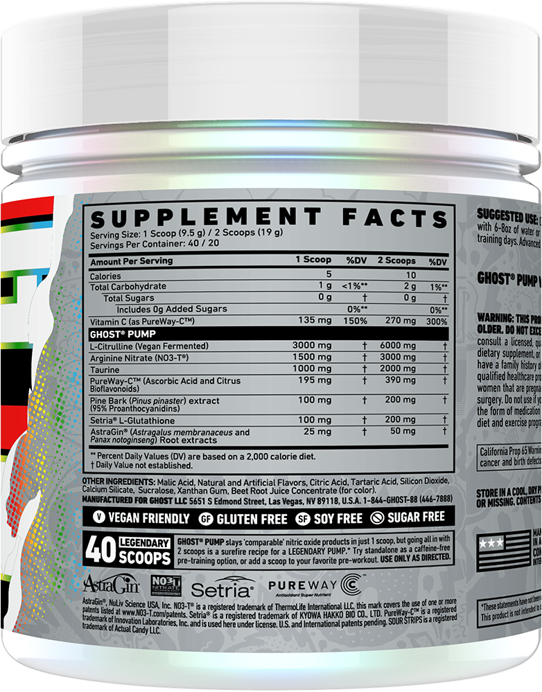 Ghost Pump Sour Strips Rainbow Candy (40 servings)