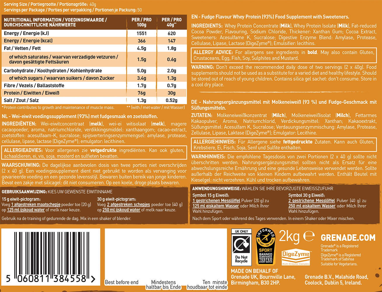 Grenade Protein Fudged UP (2000 g)