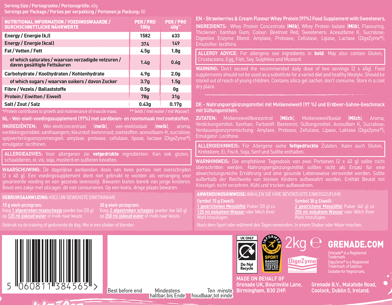 Grenade Protein Strawberries & Cream (2000 g)
