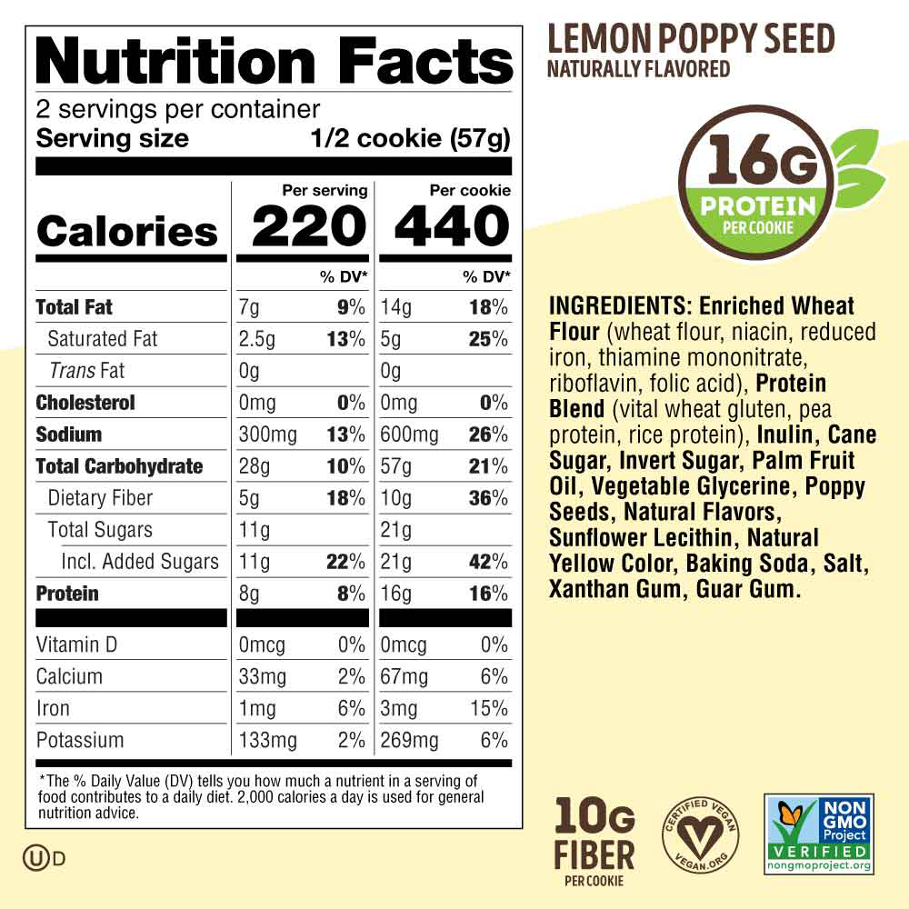 Lenny & Larry's The Complete Cookie Lemon Poppy Seed (12 x 113 g)