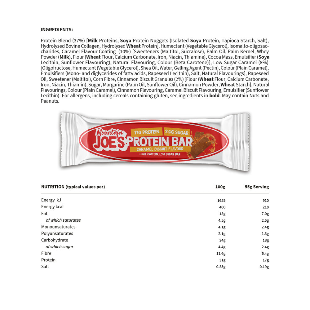 Mountain Joe's Protein Bar Caramel Biscuit (12 x 55 g)