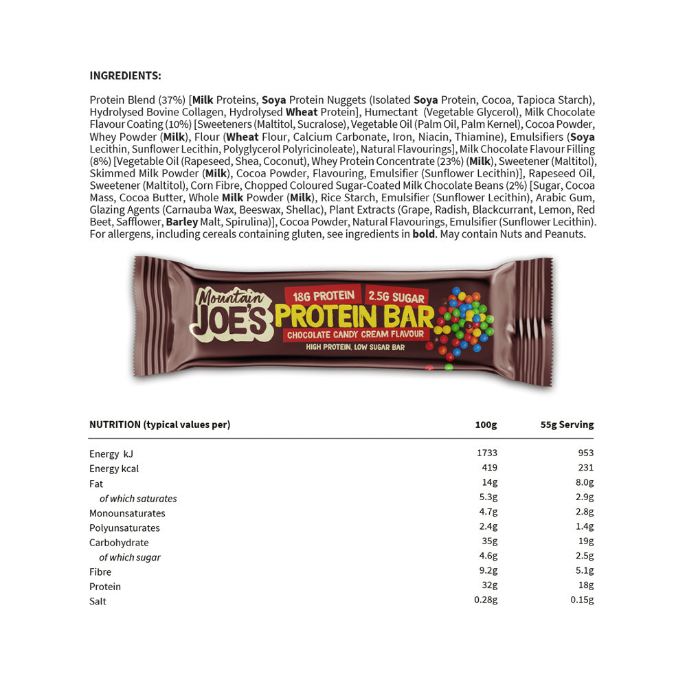 Mountain Joe's Protein Bar Chocolate Candy Cream (12 x 55 g)