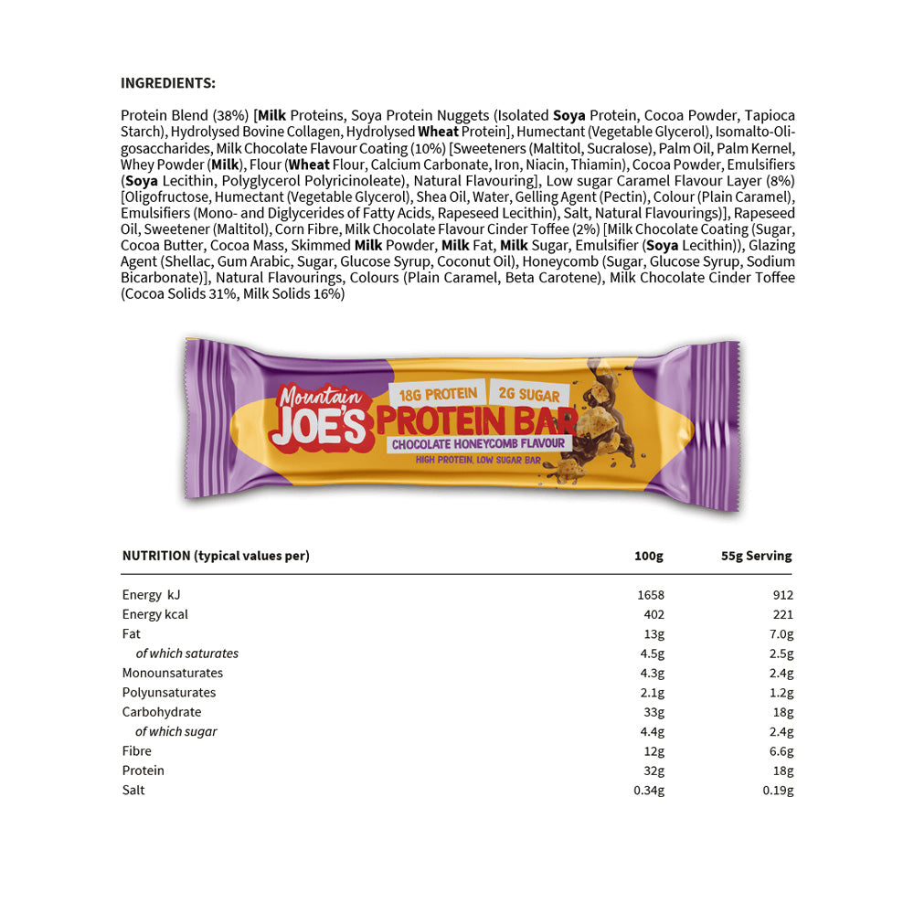 Mountain Joe's Protein Bar Chocolate Honeycomb (12 x 55 g)
