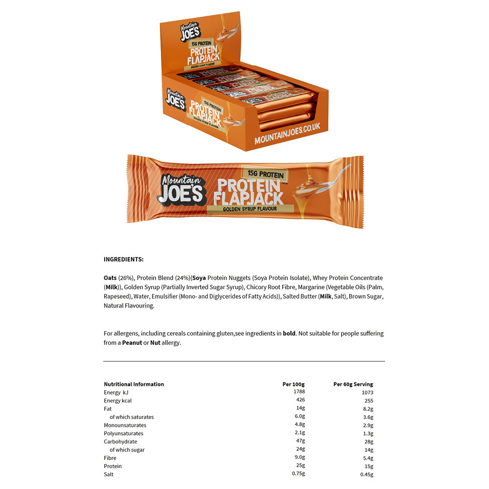 Mountain Joe's Protein Flapjacks Golden Syrup (16 x 60 g)