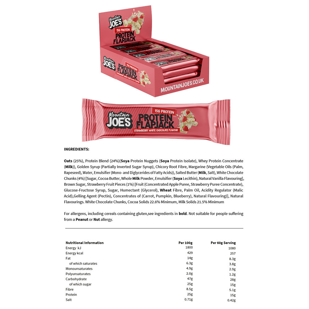 Mountain Joe's Protein Flapjacks Strawberry & White Choco (16 x 60 g)