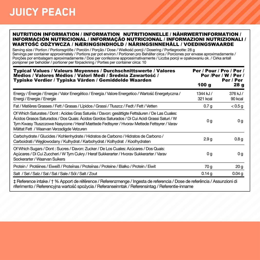 Optimum Nutrition Clear Protein 100% Plant Protein Isolate Juicy Peach (280 g)