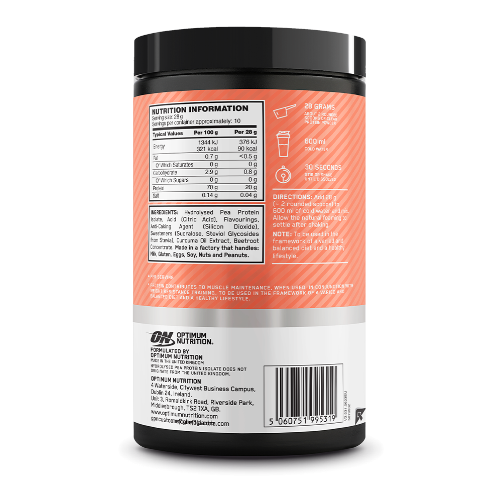 Optimum Nutrition Clear Protein 100% Plant Protein Isolate Juicy Peach (280 g)