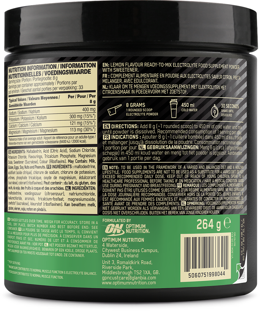 Optimum Nutrition Electrolyte Powder Lemon (264 g)
