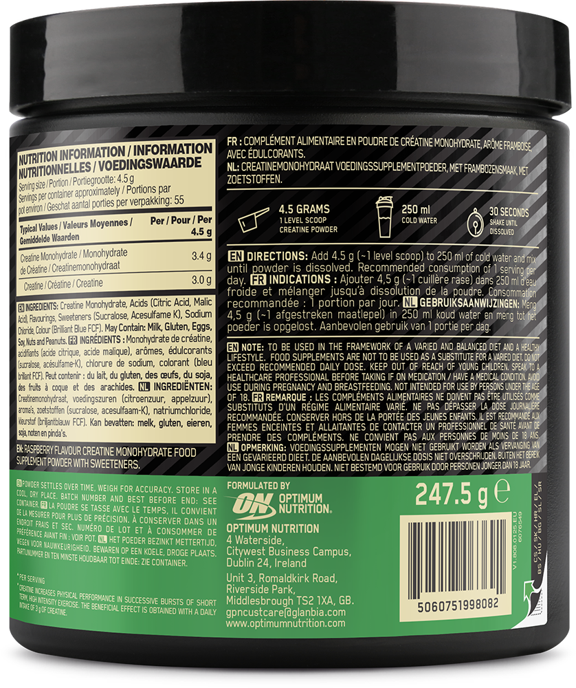 Optimum Nutrition Flavoured Micronised Creatine Powder Blue Raspberry (247,5 g)
