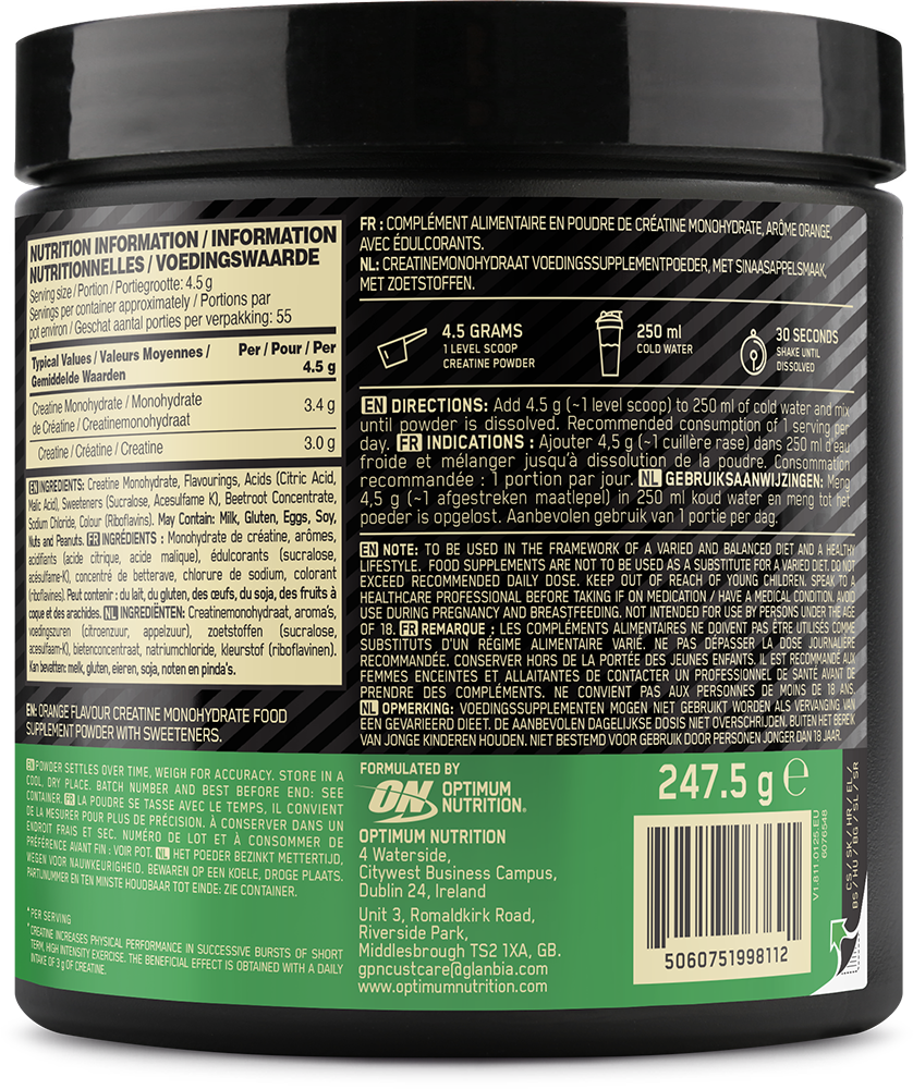 Optimum Nutrition Flavoured Micronised Creatine Powder Orange (247,5 g)