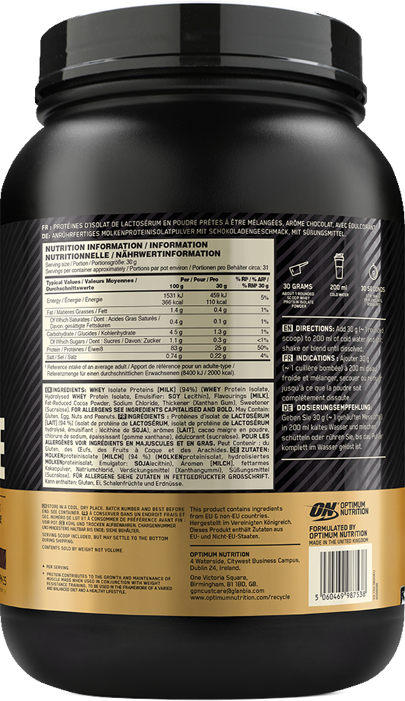 Optimum Nutrition Gold Standard 100% Isolate Chocolate (930 g)
