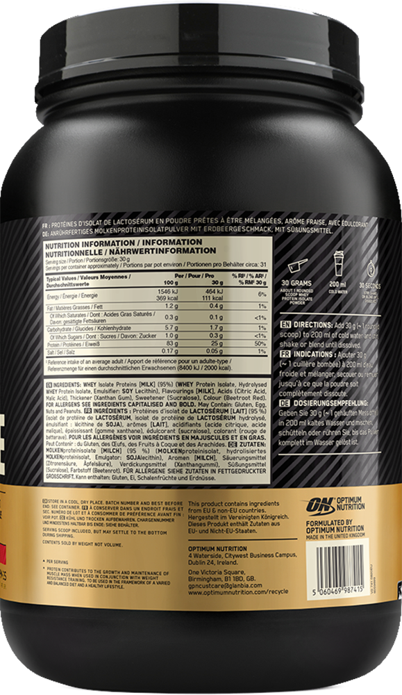 Optimum Nutrition Gold Standard 100% Isolate Strawberry (930 g)