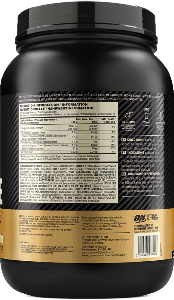 Optimum Nutrition Gold Standard 100% Isolate Vanilla (930 g)