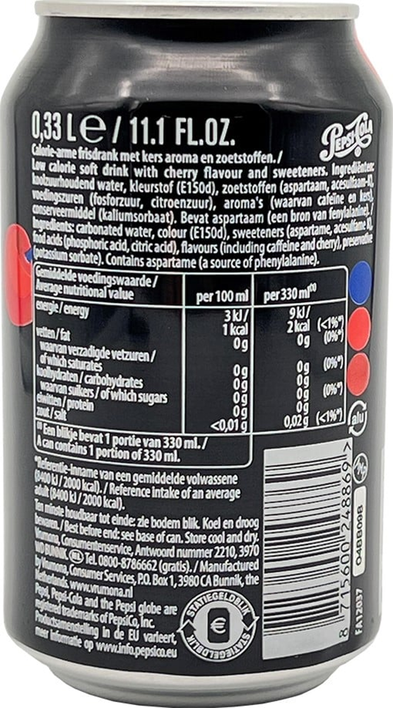 Pepsi Zero Sugar Cherry (24 x 330 ml)