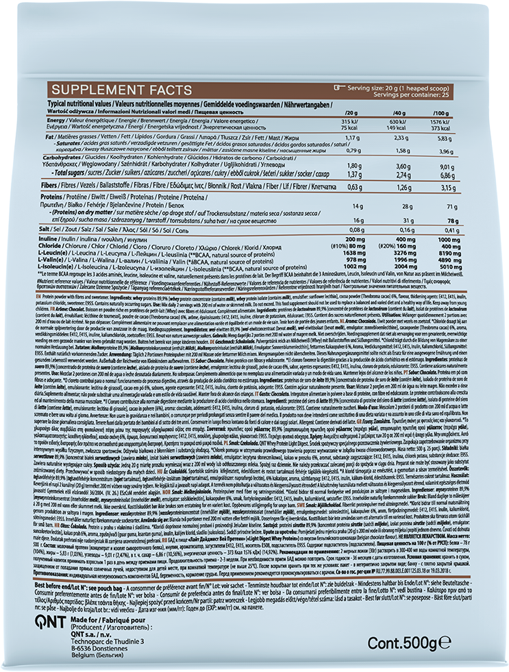 QNT Light Digest Whey Protein Belgian Chocolate (500 g)