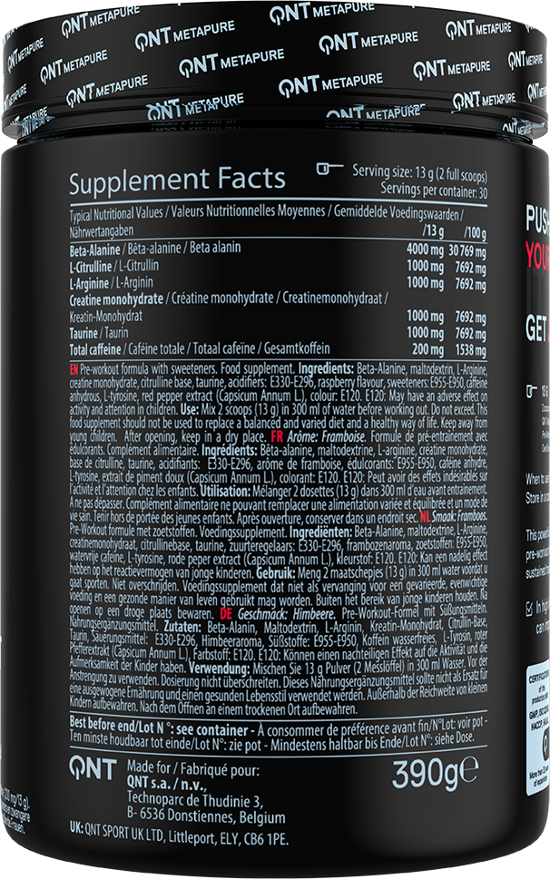 QNT Pre-workout Overdrive Raspberry Killer (390 g)