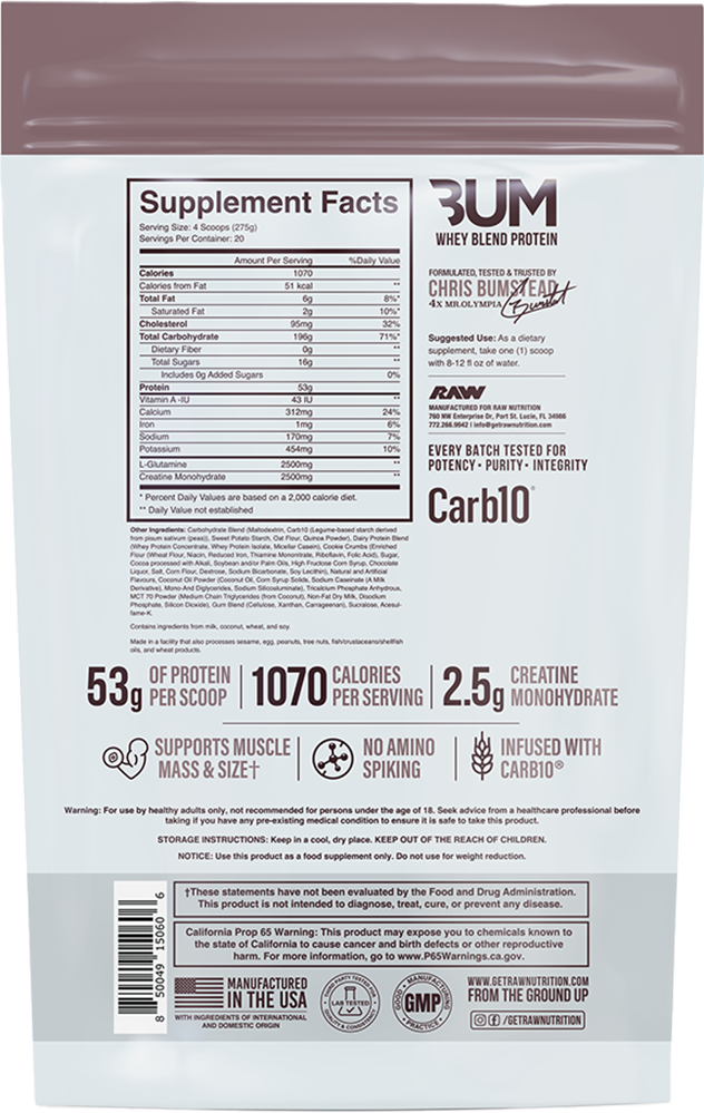 RAW CBUM Mass Gainer Cookies & Cream (5543 g)