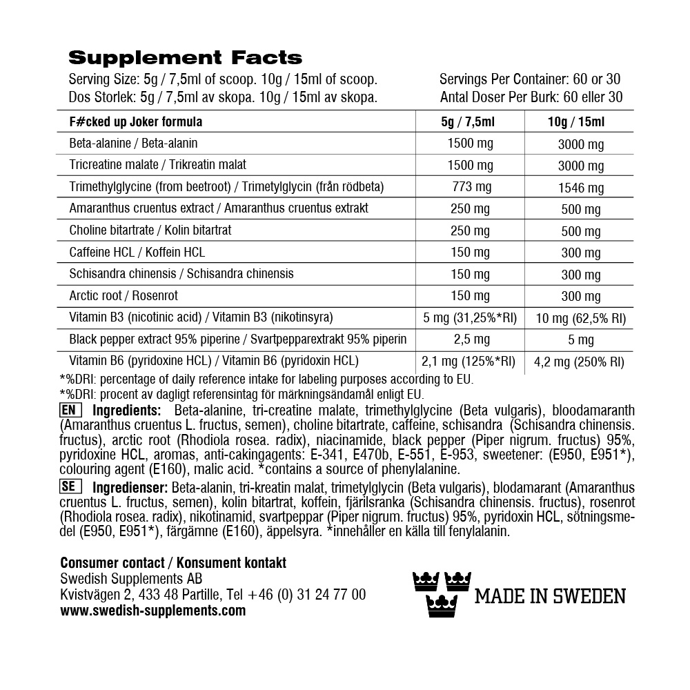 Swedish Supplements Fucked Up Joker Strawberry (300 g)