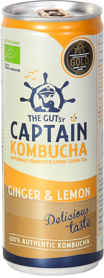 The Gutsy Captain Kombucha Can Ginger Lemon (12 x 250 ml)